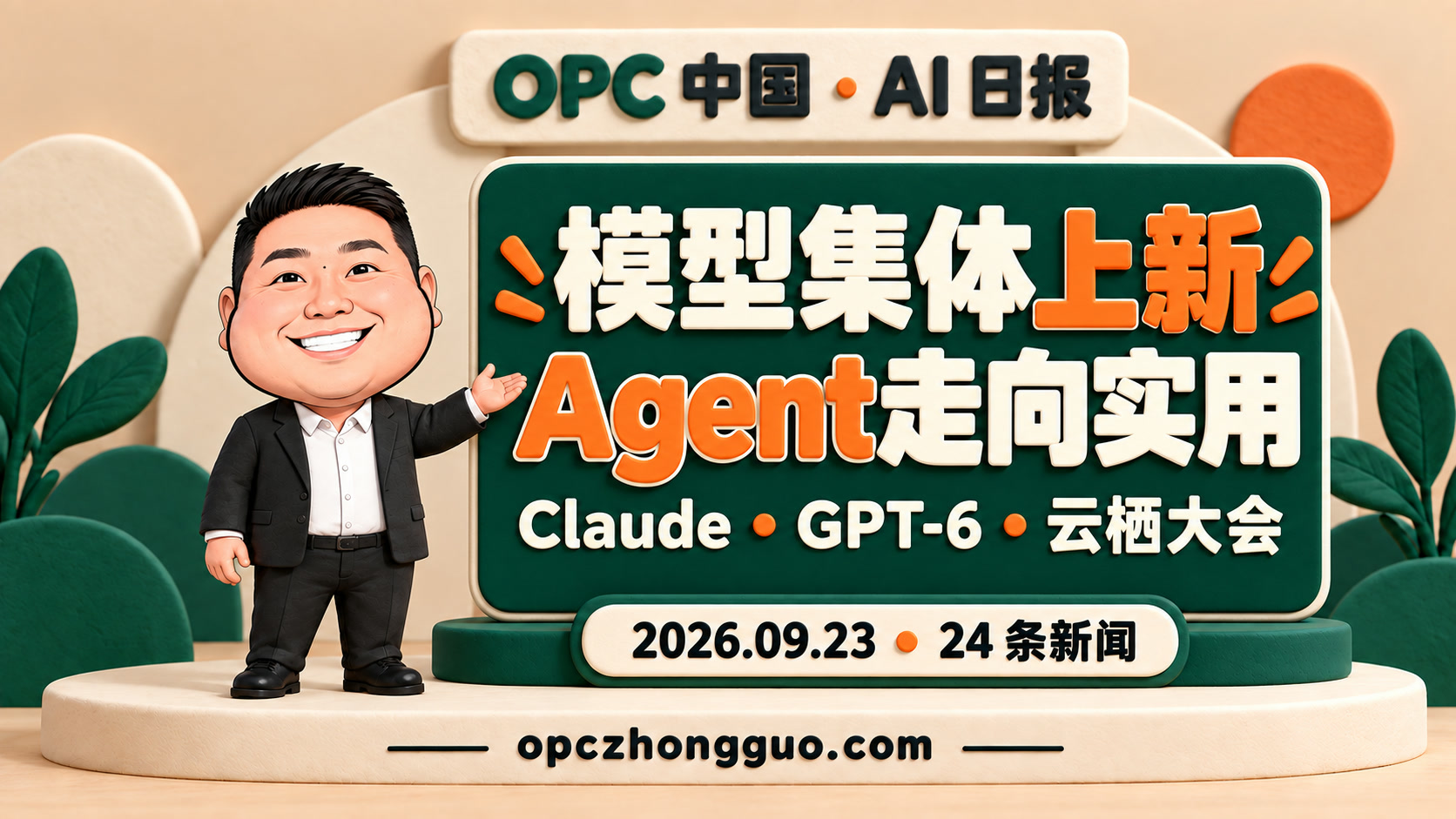 模型集体上新 Agent走向实用｜OPC中国AI日报 2026.09.23｜24条新闻｜酷恩02
