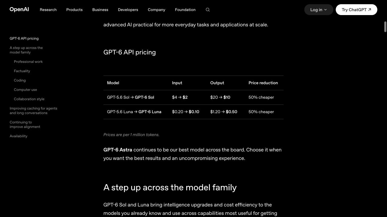 OpenAI 原网页与 API 价格表