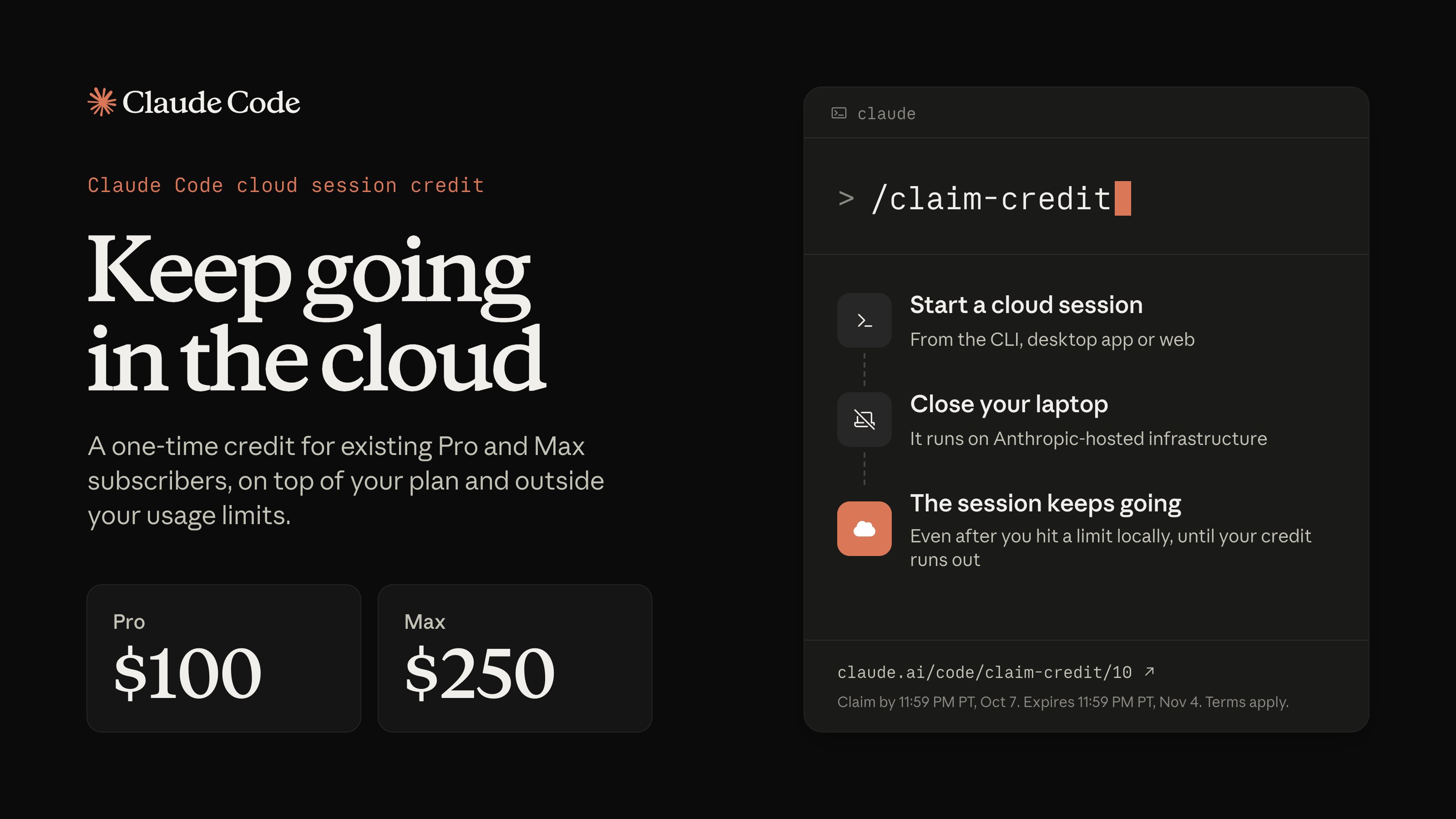 来源:ClaudeDevs 官方公告配图;领取与使用到期时间均为太平洋时间。