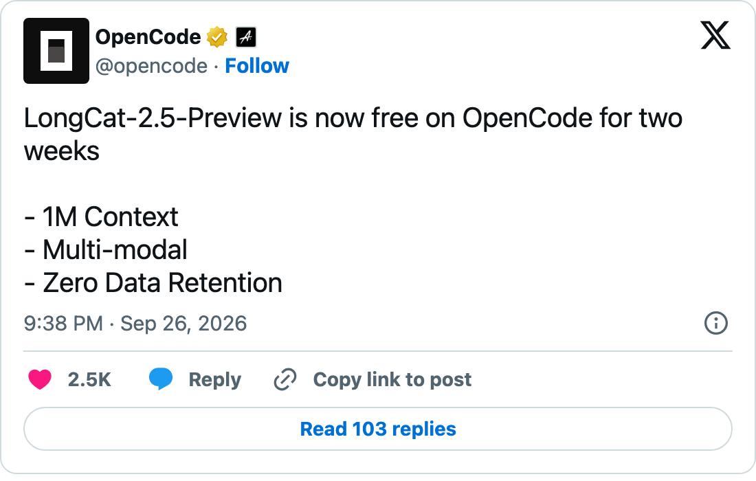 OpenCode Go 官网页面截图与 @opencode 官方推文截图