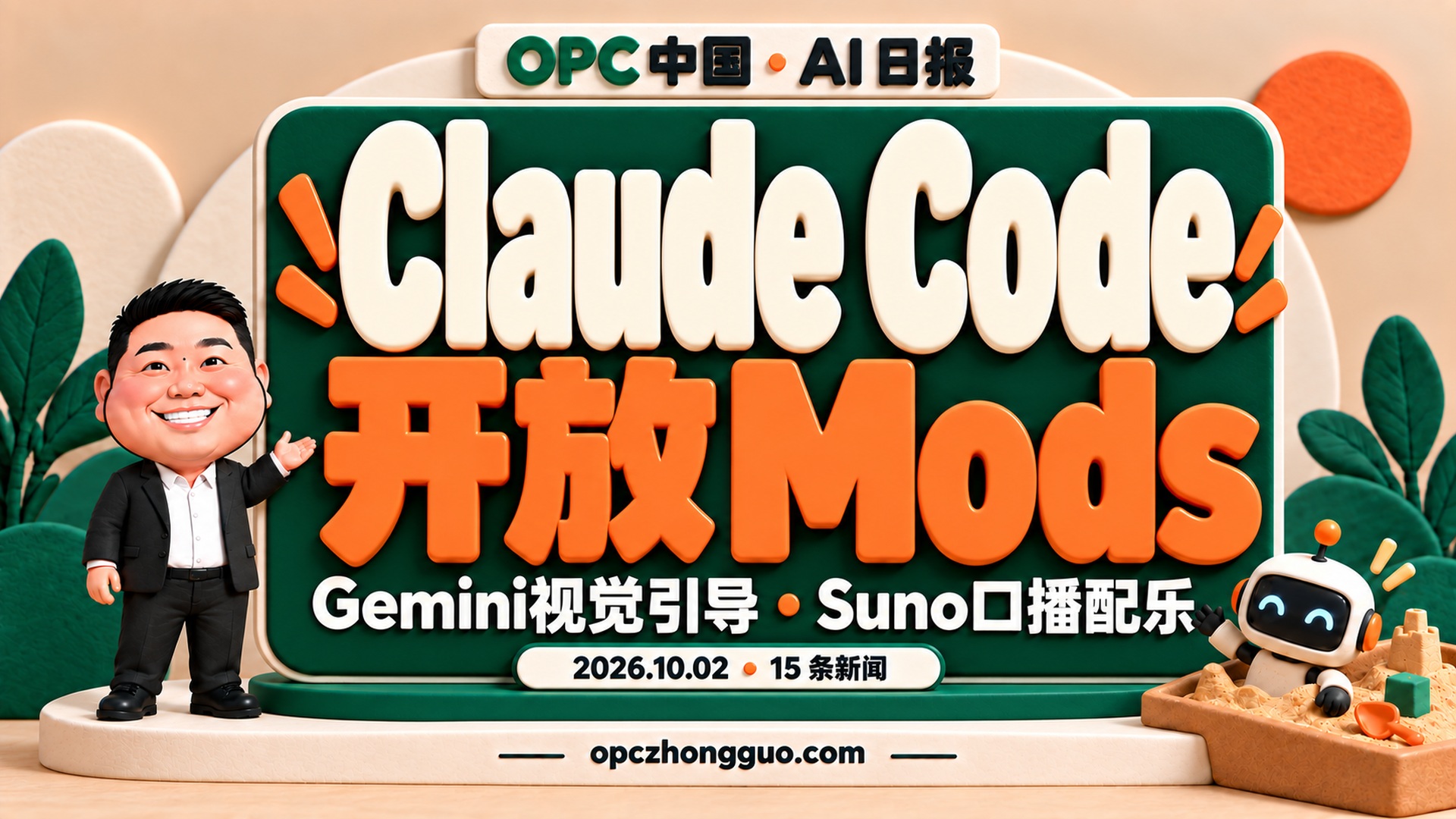 2026年10月2日OPC中国AI日报，15条新闻，酷恩02与Claude Code开放Mods主题