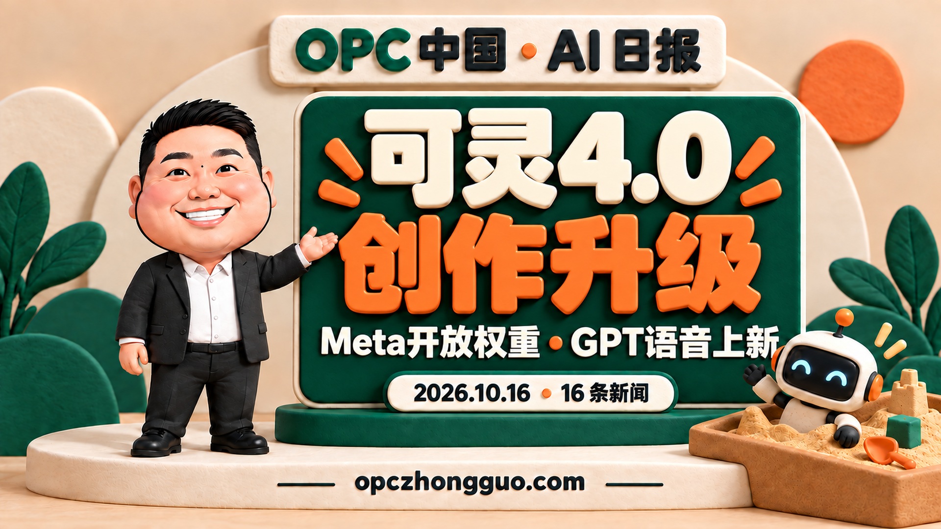 2026年10月16日AI日报,16条新闻,酷恩02形象,可灵4.0创作升级